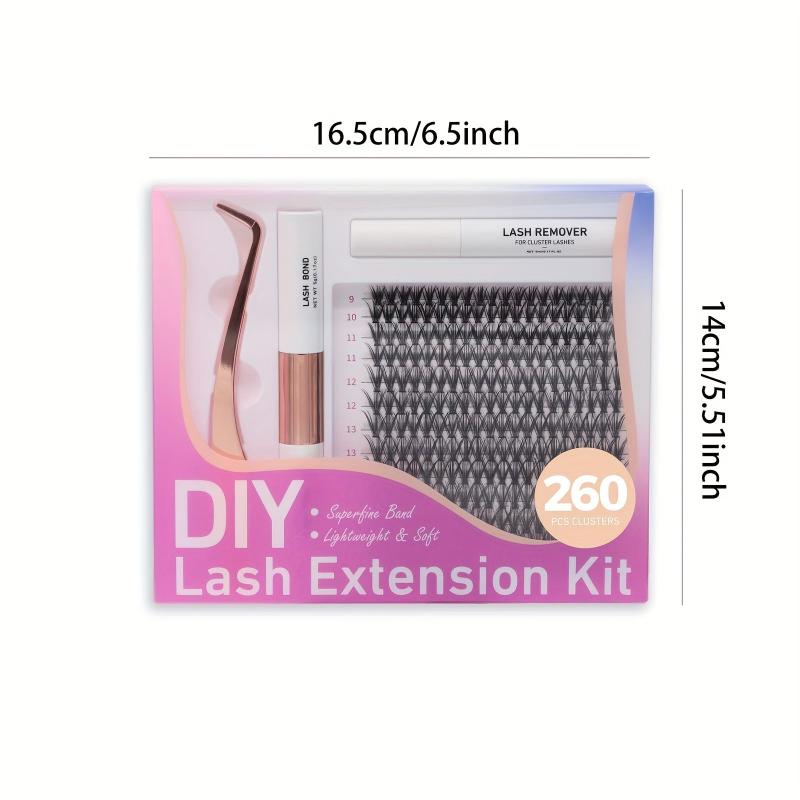 260pcs Mix C D Curl Cluster Lashes 9-16mm Soft & Natural False Eyelashes