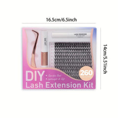 260pcs Mix C D Curl Cluster Lashes 9-16mm Soft & Natural False Eyelashes