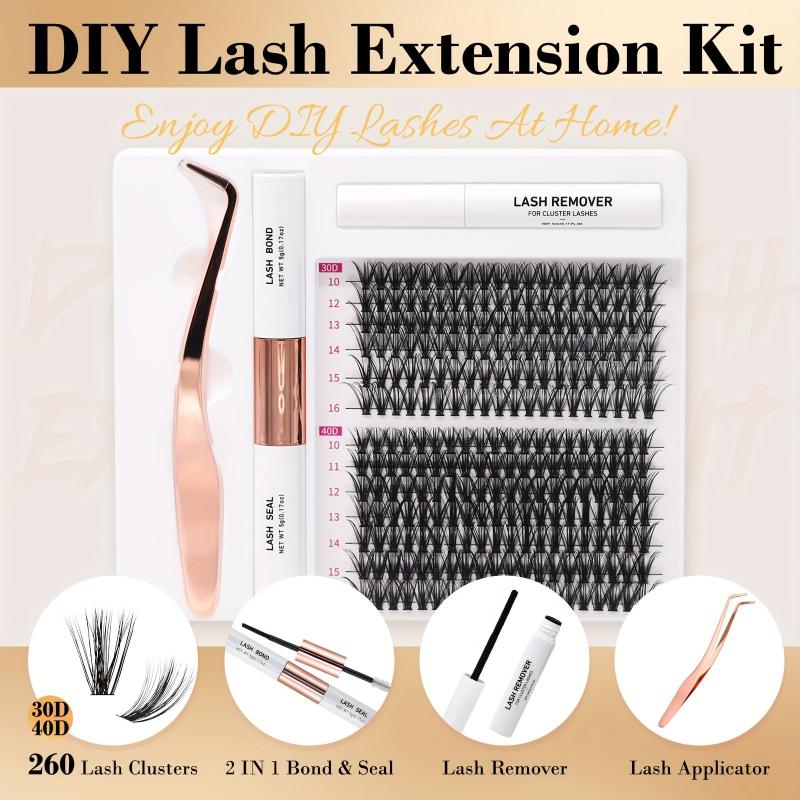 260pcs Mix C D Curl Cluster Lashes 9-16mm Soft & Natural False Eyelashes