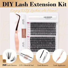 260pcs Mix C D Curl Cluster Lashes 9-16mm Soft & Natural False Eyelashes