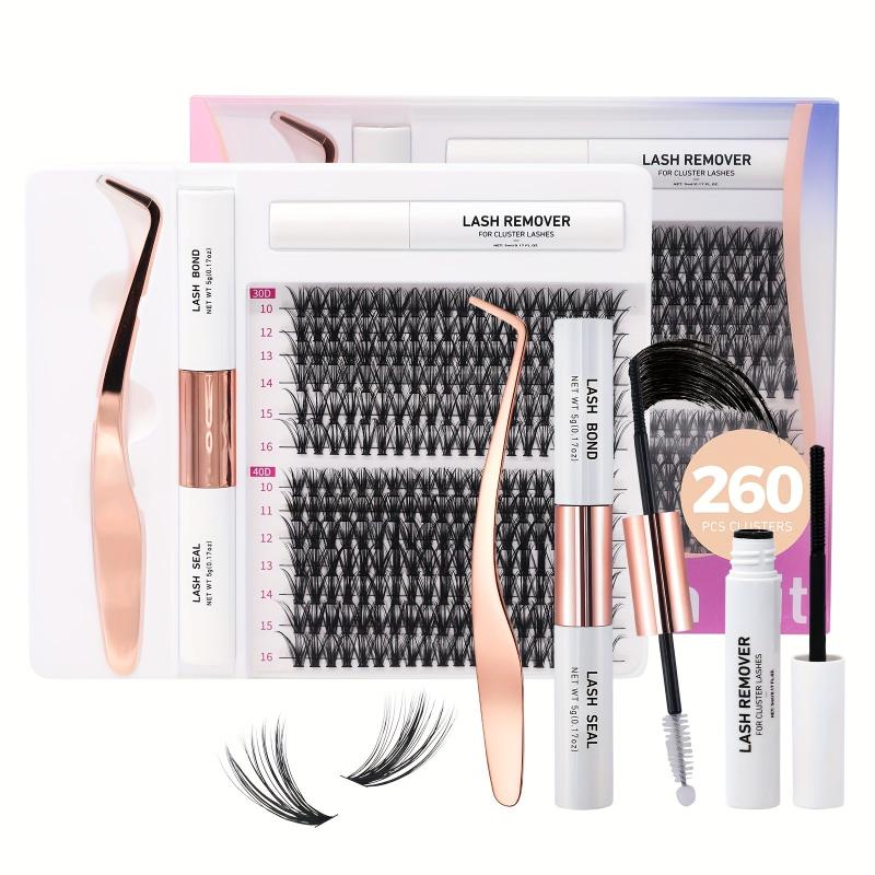 260pcs Mix C D Curl Cluster Lashes 9-16mm Soft & Natural False Eyelashes