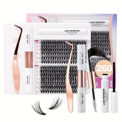 260pcs Mix C D Curl Cluster Lashes 9-16mm Soft & Natural False Eyelashes