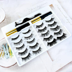 10 Pairs Natural Long Lasting Magnetic Eyelashes Kit
