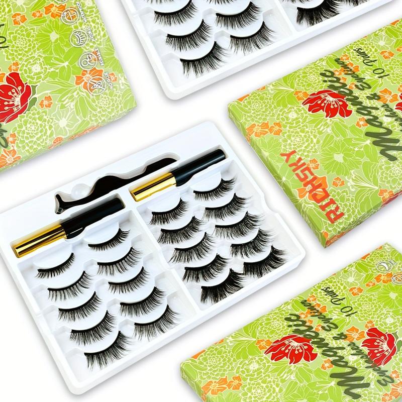 10 Pairs Natural Long Lasting Magnetic Eyelashes Kit
