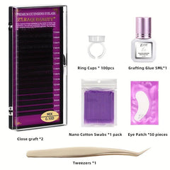 16 Rows False Eyelashes Grafting Set with Glue Tweezers Eye Patch