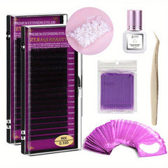 16 Rows False Eyelashes Grafting Set with Glue Tweezers Eye Patch
