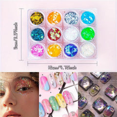 12-Piece Holographic Chunky Glitter Set for Resin Art and Crafts