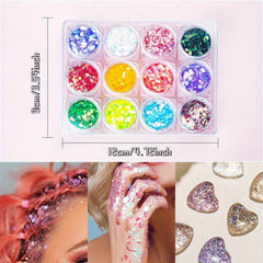 12-Piece Holographic Chunky Glitter Set for Resin Art and Crafts