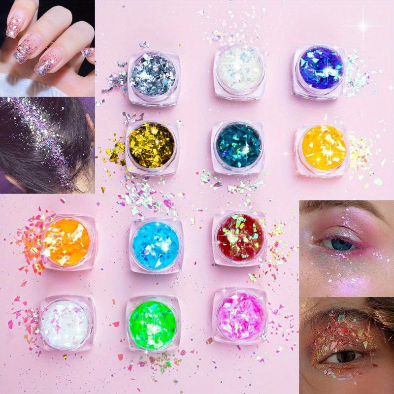 12-Piece Holographic Chunky Glitter Set for Resin Art and Crafts