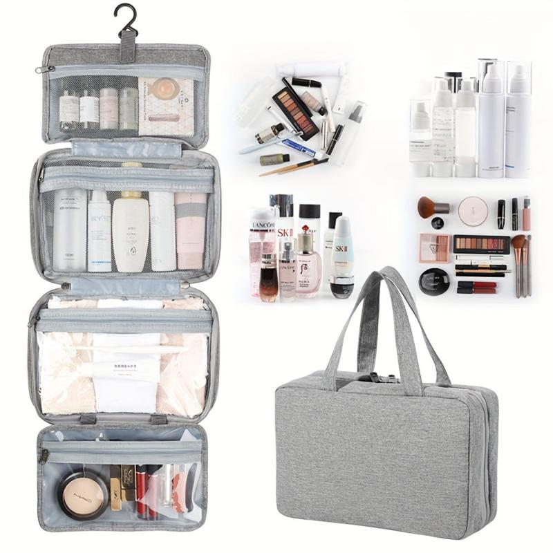 4-In-1 Folding Makeup Organizer Toiletry Bag with Hanging Hook for Travel