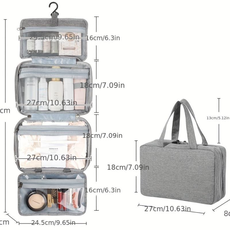 4-In-1 Folding Makeup Organizer Toiletry Bag with Hanging Hook for Travel