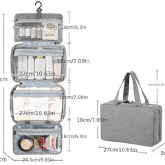 4-In-1 Folding Makeup Organizer Toiletry Bag with Hanging Hook for Travel
