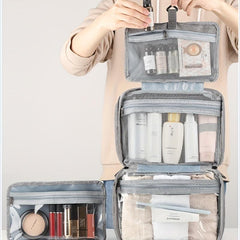 4-In-1 Folding Makeup Organizer Toiletry Bag with Hanging Hook for Travel