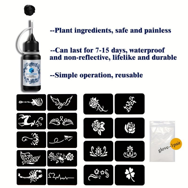 2 Sheets A4 Tattoo Stencil + 1 Bottle Tattoo Dye Paste