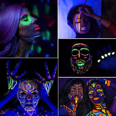 UV Body Paint Set 6 Tubes 10ml UV Neon Face & Body Paint