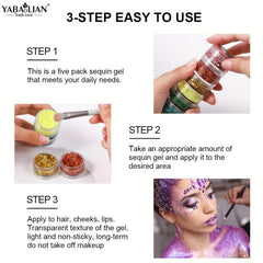 Glitter Gel Kit Sparkles Face Body Eyes Lips Nails Hair Fairy Makeup