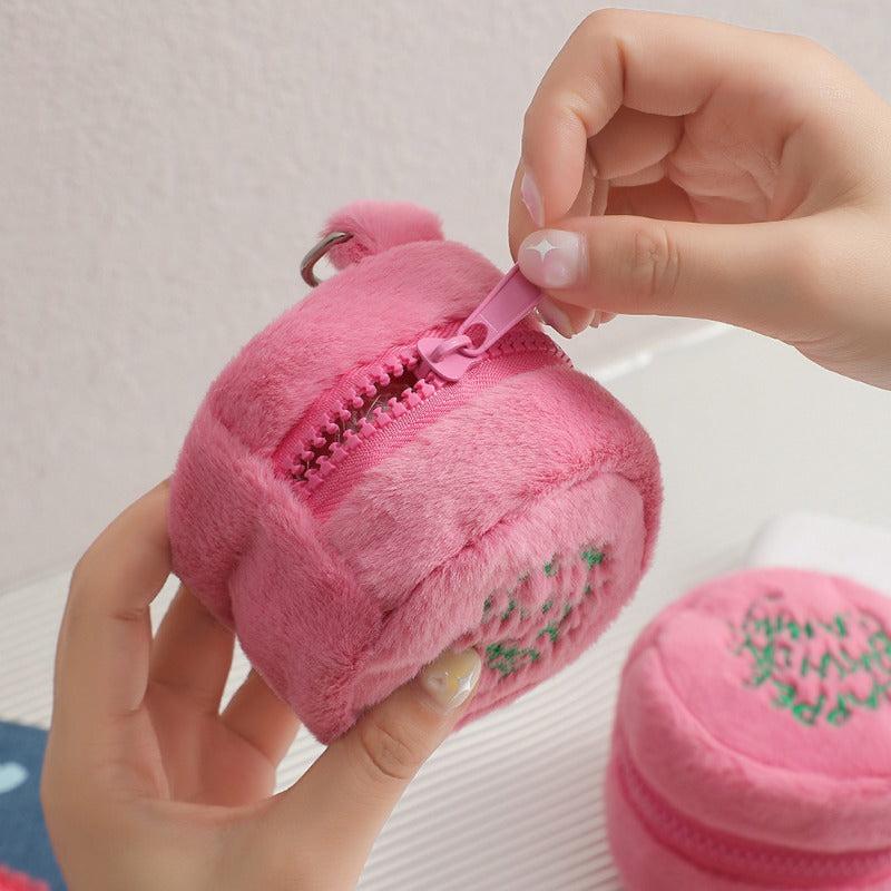 Mini Plush Makeup Bag Headphone Organizer Coin Purse Hanging Bag