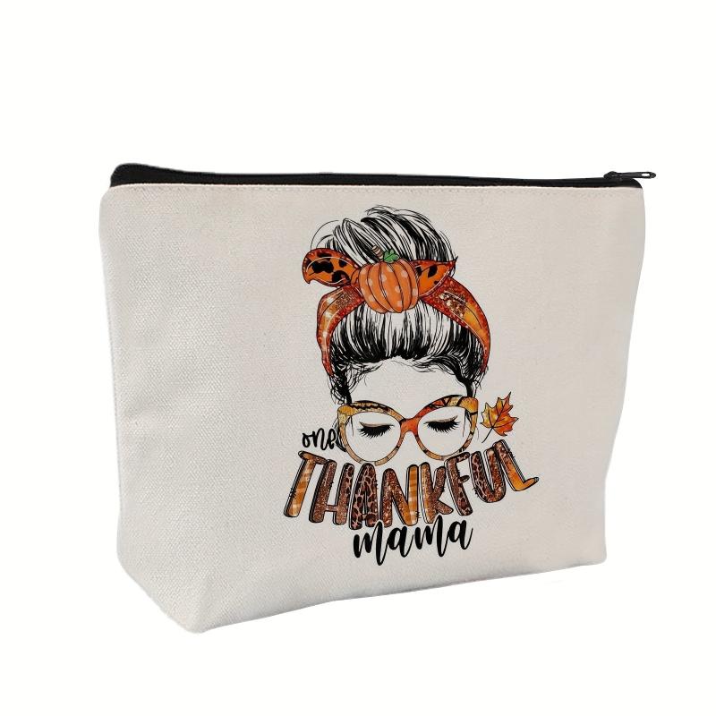 Christmas Gift For Mom Letter Pattern Makeup Bag For Purse Zipper Cosmetic Pouch