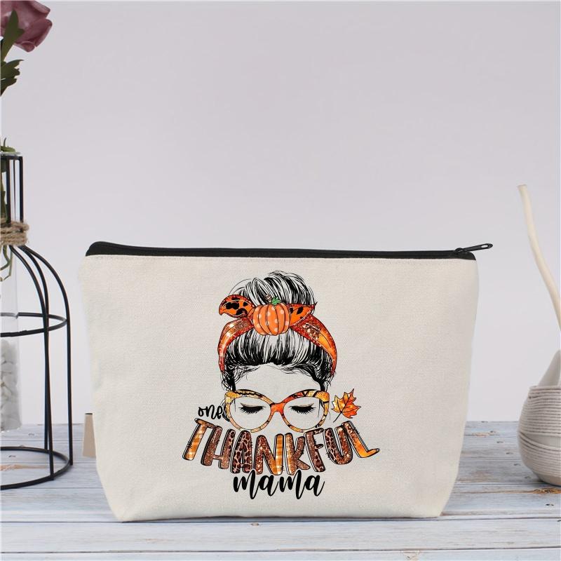 Christmas Gift For Mom Letter Pattern Makeup Bag For Purse Zipper Cosmetic Pouch