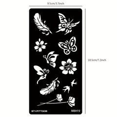 Floral Butterfly Feather Finger Wrist Body Temporary Tattoo