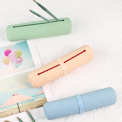 Silicone Makeup Brush & Sponge Holder Set - Anti Fall Out Travel Case Organizer