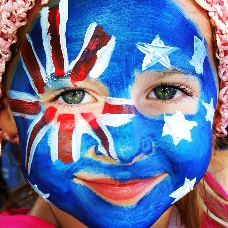 Red Face Body Paint American Flag 3 Colors Palette for Patriotic Events
