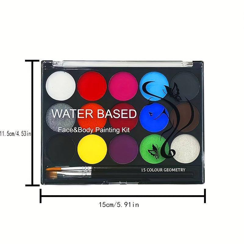 15-color Water Soluble Body Paint - Quick Drying Fluorescent Colors