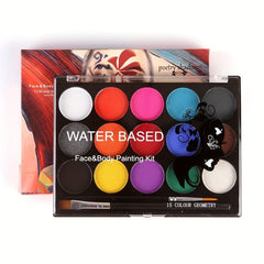 15-color Water Soluble Body Paint - Quick Drying Fluorescent Colors