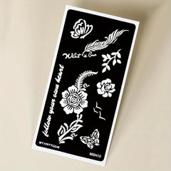 2 Sheets Hollow Juice Dye Paste Floral Feather Word Pattern Body Tattoo