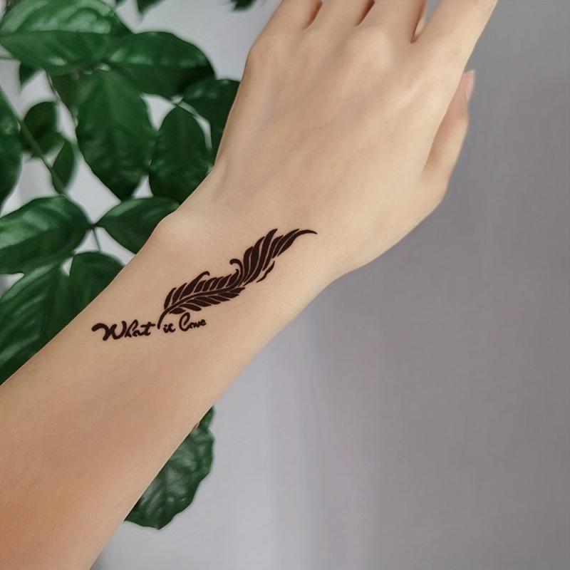 2 Sheets Hollow Juice Dye Paste Floral Feather Word Pattern Body Tattoo