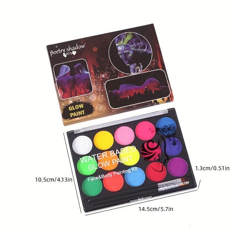 15 Brush Body Painting Makeup Kit Neon Luminous