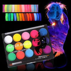 15 Brush Body Painting Makeup Kit Neon Luminous