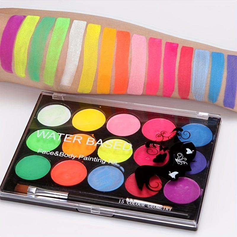 15 Brush Body Painting Makeup Kit Neon Luminous