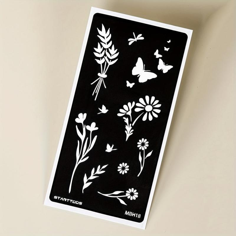 Hollow Out Templates with Dye Cream Flowers & Butterflies Word Pattern