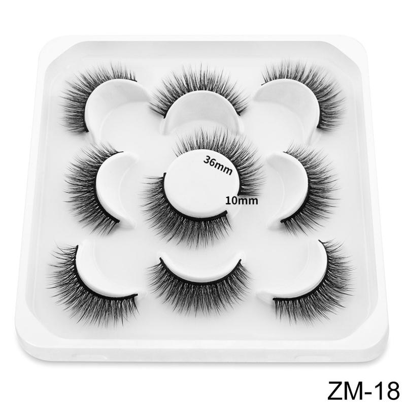 5 Pairs Natural False Eyelashes Slender & Fluffy for Eye Makeup
