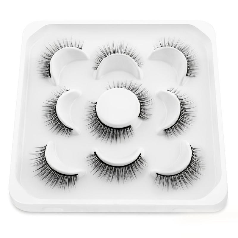 5 Pairs Natural False Eyelashes Slender & Fluffy for Eye Makeup