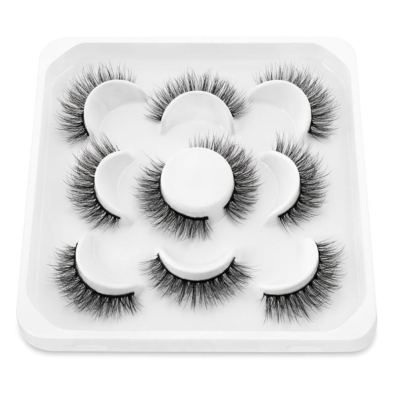 5 Pairs Natural False Eyelashes Slender & Fluffy for Eye Makeup