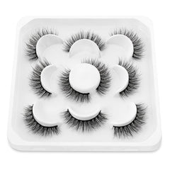 5 Pairs Natural False Eyelashes Slender & Fluffy for Eye Makeup