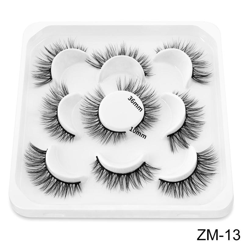 5 Pairs Natural False Eyelashes Slender & Fluffy for Eye Makeup