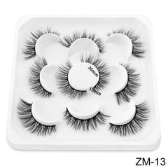 5 Pairs Natural False Eyelashes Slender & Fluffy for Eye Makeup