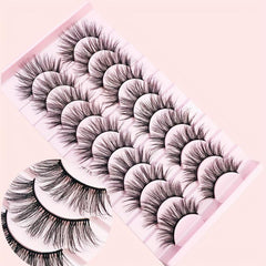 10 Pairs 3D Curling Fluffy Soft False Eyelashes Natural Look