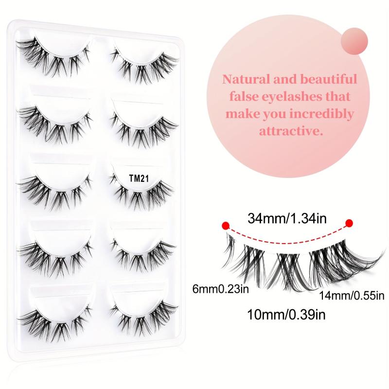 Spiky Anime False Eyelashes 5 Pairs Natural Look Reusable Cosplay