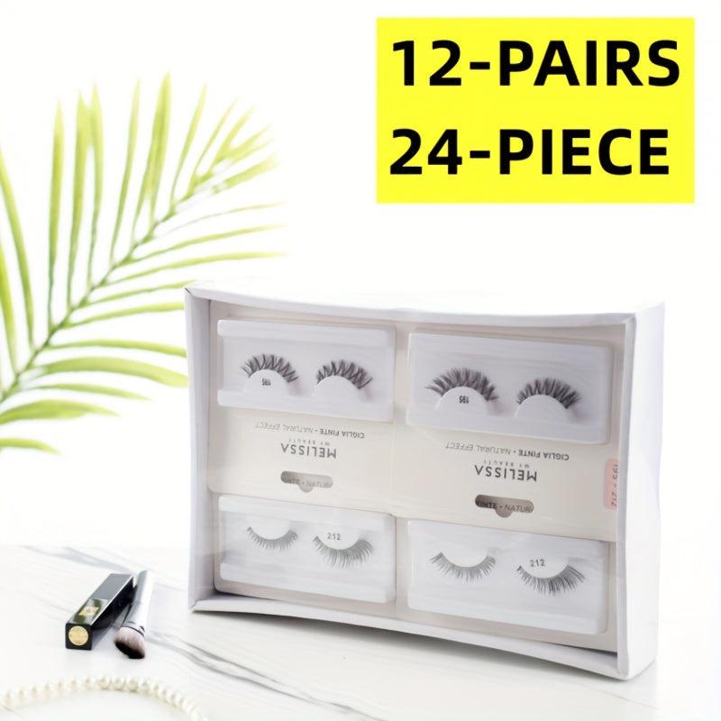 12 Pairs Natural False Eyelashes Thick & Soft Fluffy Extension Makeup Tool