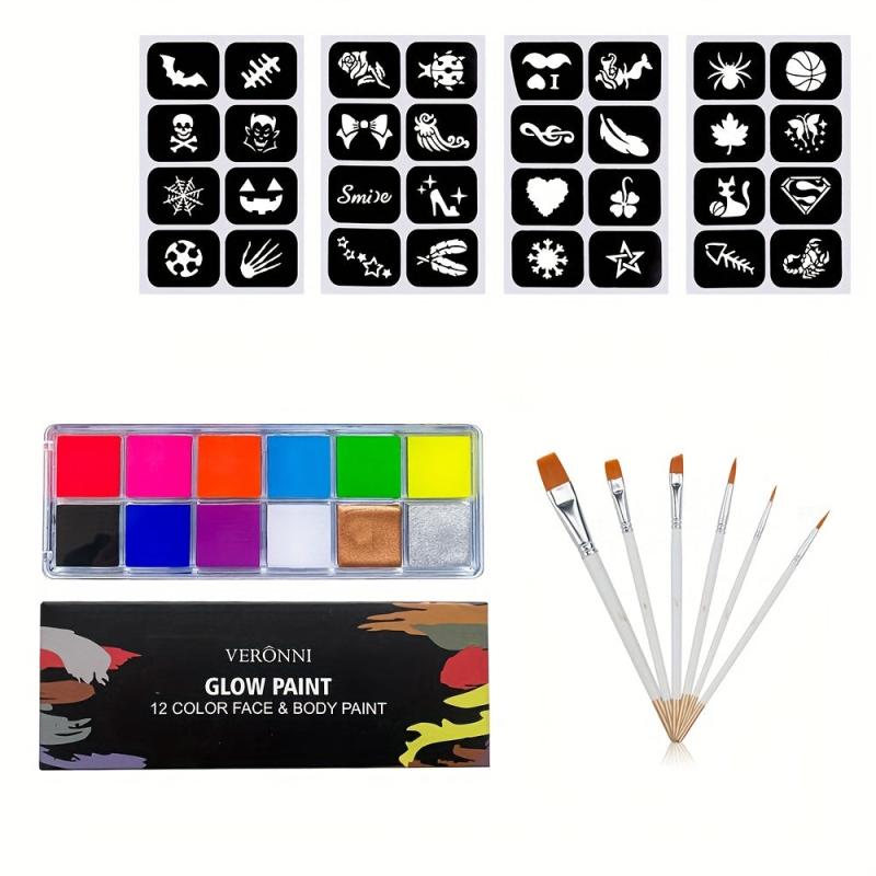 12 Fluorescent Waterproof Face Body Painting Makeup for Christmas Halloween
