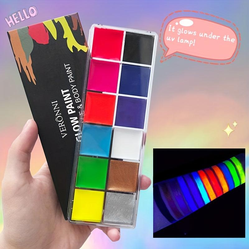 12 Fluorescent Waterproof Face Body Painting Makeup for Christmas Halloween