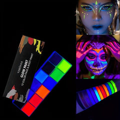 12 Fluorescent Waterproof Face Body Painting Makeup for Christmas Halloween