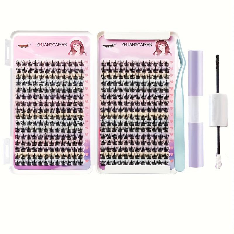 32 Rows DIY Lash Extension Kit Individual Lashes Kit 348 Pcs 12mm Clusters