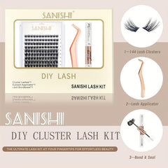 DIY Eyelash Extension Set 144 Lash Clusters Adhesive Easy Applying