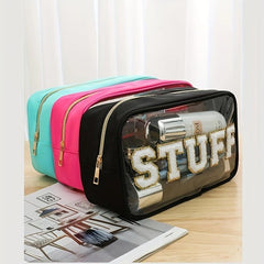 2pcs Chenille Letter Clear Makeup Bags Large Toiletry Storage Bag