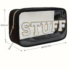 2pcs Chenille Letter Clear Makeup Bags Large Toiletry Storage Bag